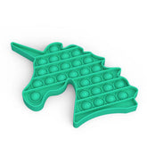 Jucarie antistres din silicon, Pop it now, forma unicorn Turcoaz , 13 cm,